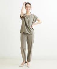F1LHS60130 MK MICHEL KLEIN(小さいサイズ)(メゾン ドゥ サンク) 【小さいサイズ】Reflaxストレッチテーパードパンツ/洗える モカ