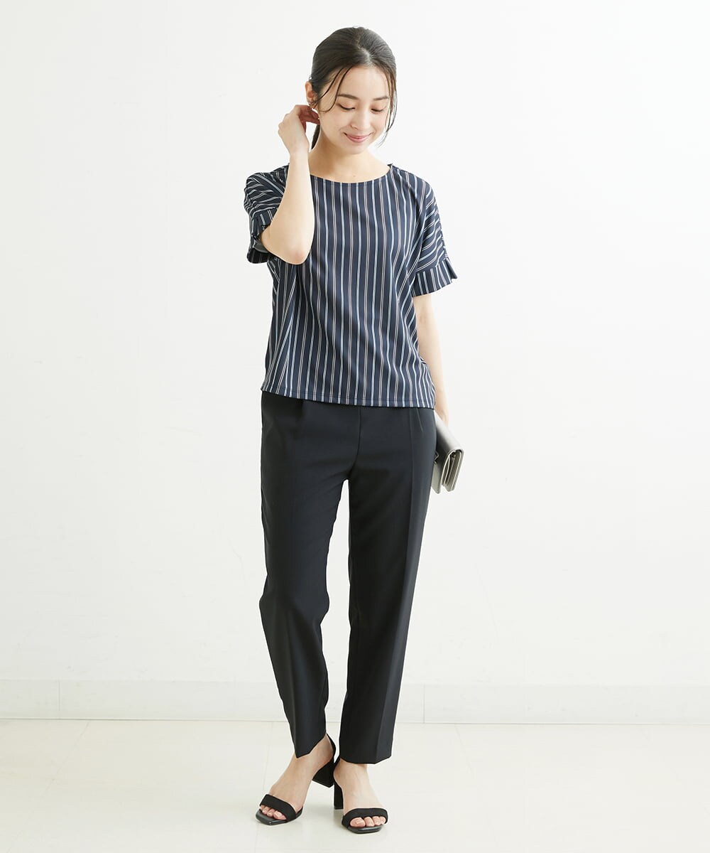 F1LHS60130 MK MICHEL KLEIN(小さいサイズ)(メゾン ドゥ サンク) 【小さいサイズ】Reflaxストレッチテーパードパンツ/洗える モカ