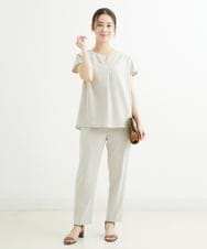 F1LHS60130 MK MICHEL KLEIN(小さいサイズ)(メゾン ドゥ サンク) 【小さいサイズ】Reflaxストレッチテーパードパンツ/洗える モカ