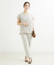 F1LHS60130 MK MICHEL KLEIN(小さいサイズ)(メゾン ドゥ サンク) 【小さいサイズ】Reflaxストレッチテーパードパンツ/洗える モカ