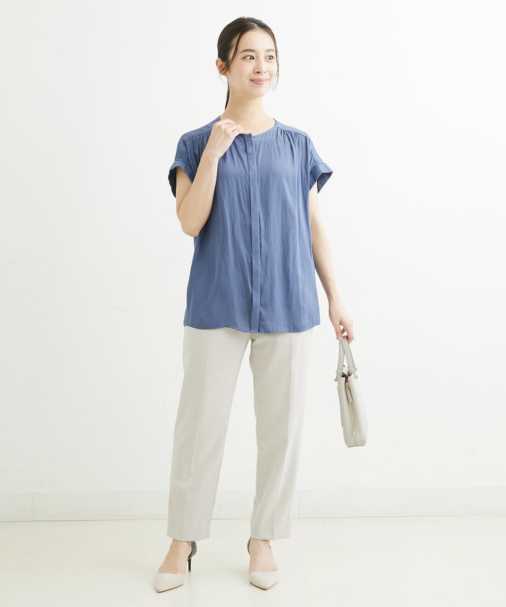 F1LHS60130 MK MICHEL KLEIN(小さいサイズ)(メゾン ドゥ サンク) 【小さいサイズ】Reflaxストレッチテーパードパンツ/洗える モカ