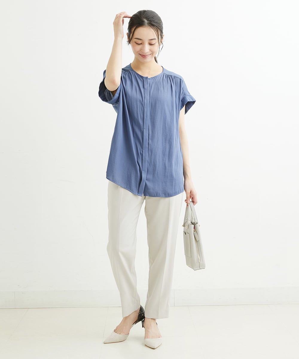 F1LHS60130 MK MICHEL KLEIN(小さいサイズ)(メゾン ドゥ サンク) 【小さいサイズ】Reflaxストレッチテーパードパンツ/洗える モカ