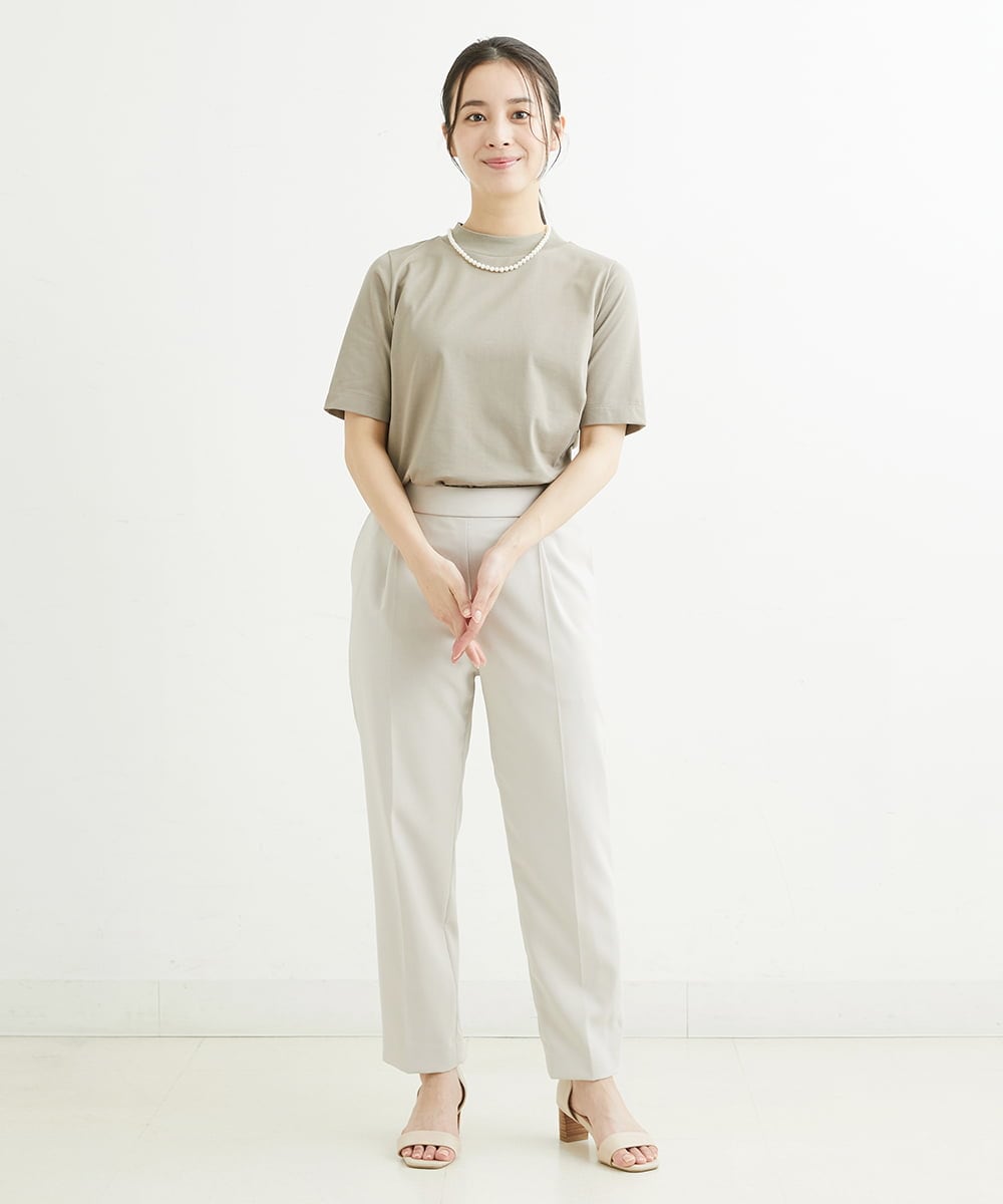 F1LHS60130 MK MICHEL KLEIN(小さいサイズ)(メゾン ドゥ サンク) 【小さいサイズ】Reflaxストレッチテーパードパンツ/洗える モカ