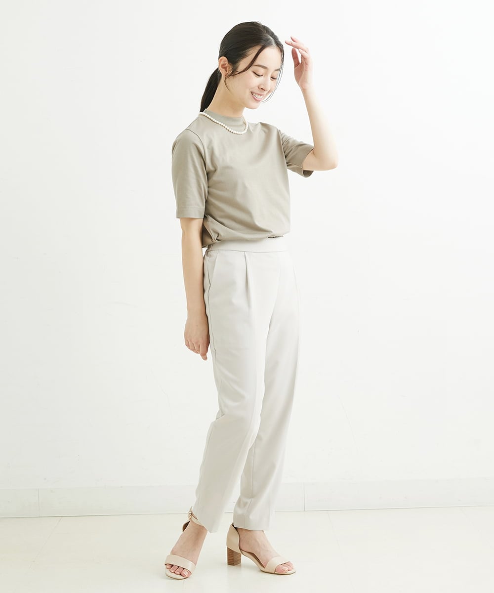 F1LHS60130 MK MICHEL KLEIN(小さいサイズ)(メゾン ドゥ サンク) 【小さいサイズ】Reflaxストレッチテーパードパンツ/洗える モカ