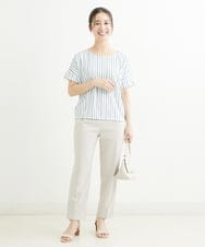 F1LHS60130 MK MICHEL KLEIN(小さいサイズ)(メゾン ドゥ サンク) 【小さいサイズ】Reflaxストレッチテーパードパンツ/洗える モカ