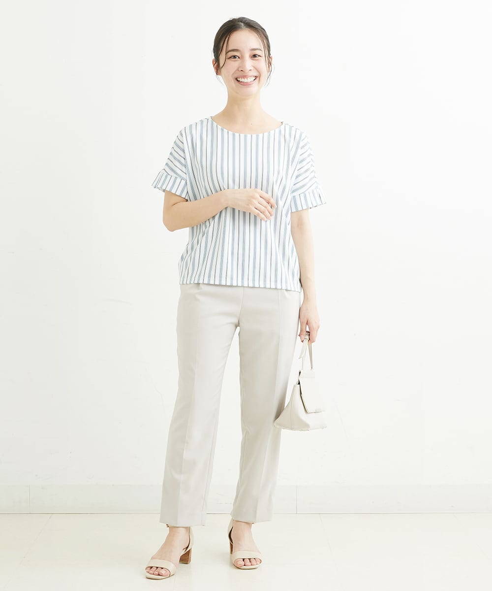 F1LHS60130 MK MICHEL KLEIN(小さいサイズ)(メゾン ドゥ サンク) 【小さいサイズ】Reflaxストレッチテーパードパンツ/洗える モカ