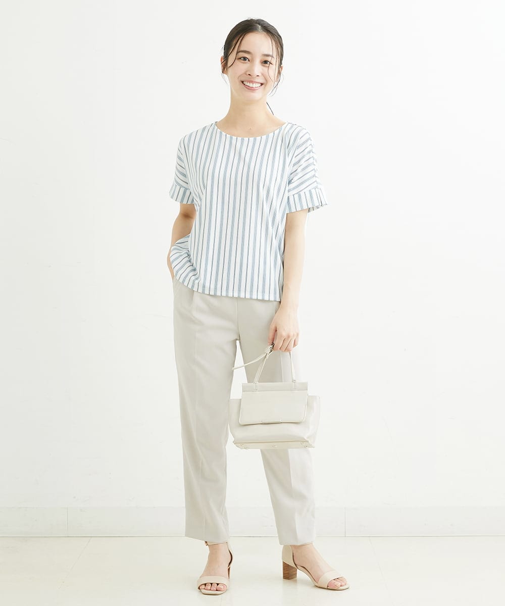 F1LHS60130 MK MICHEL KLEIN(小さいサイズ)(メゾン ドゥ サンク) 【小さいサイズ】Reflaxストレッチテーパードパンツ/洗える モカ