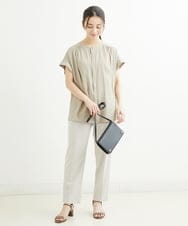 F1LHS60130 MK MICHEL KLEIN(小さいサイズ)(メゾン ドゥ サンク) 【小さいサイズ】Reflaxストレッチテーパードパンツ/洗える モカ