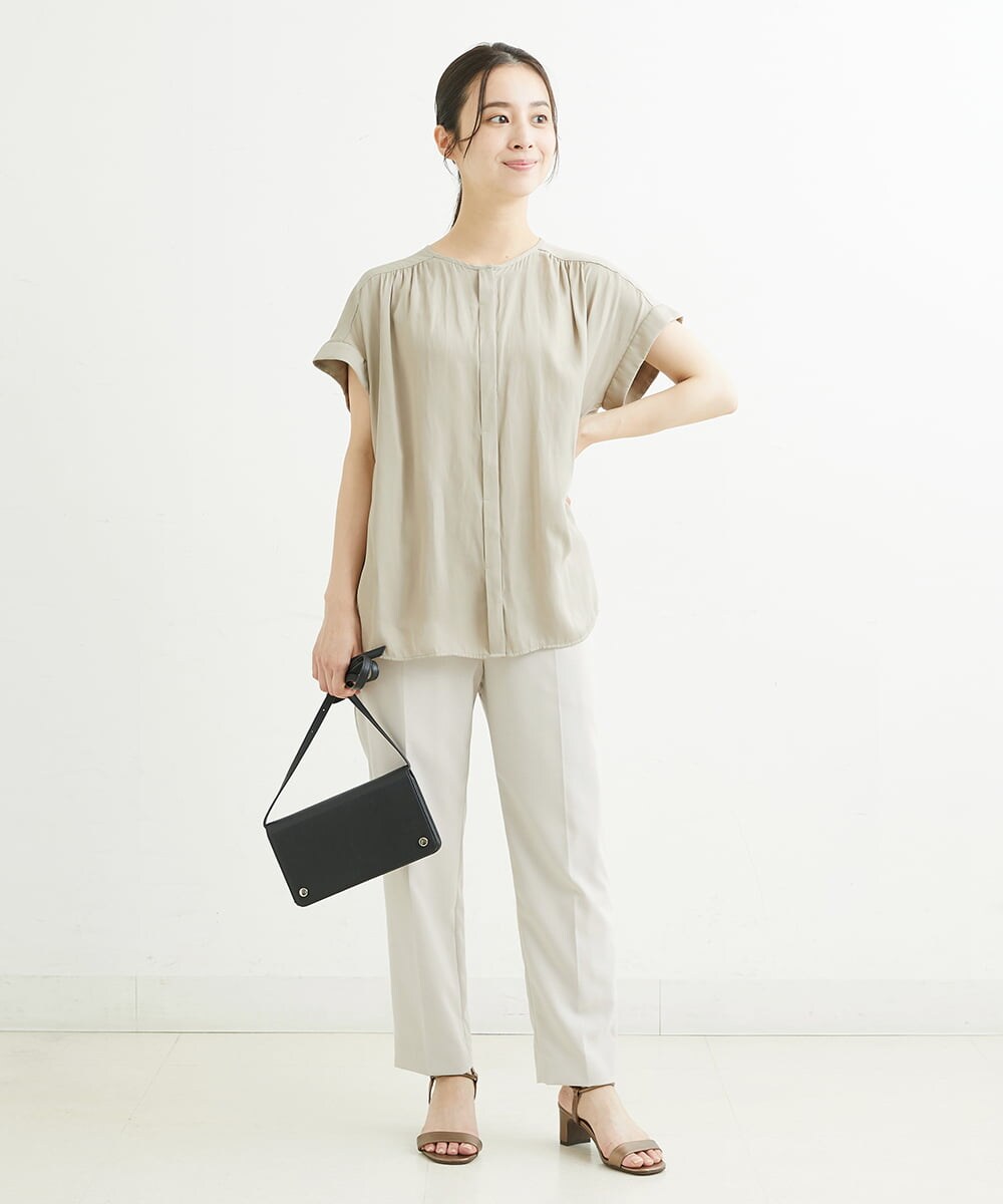 F1LHS60130 MK MICHEL KLEIN(小さいサイズ)(メゾン ドゥ サンク) 【小さいサイズ】Reflaxストレッチテーパードパンツ/洗える モカ