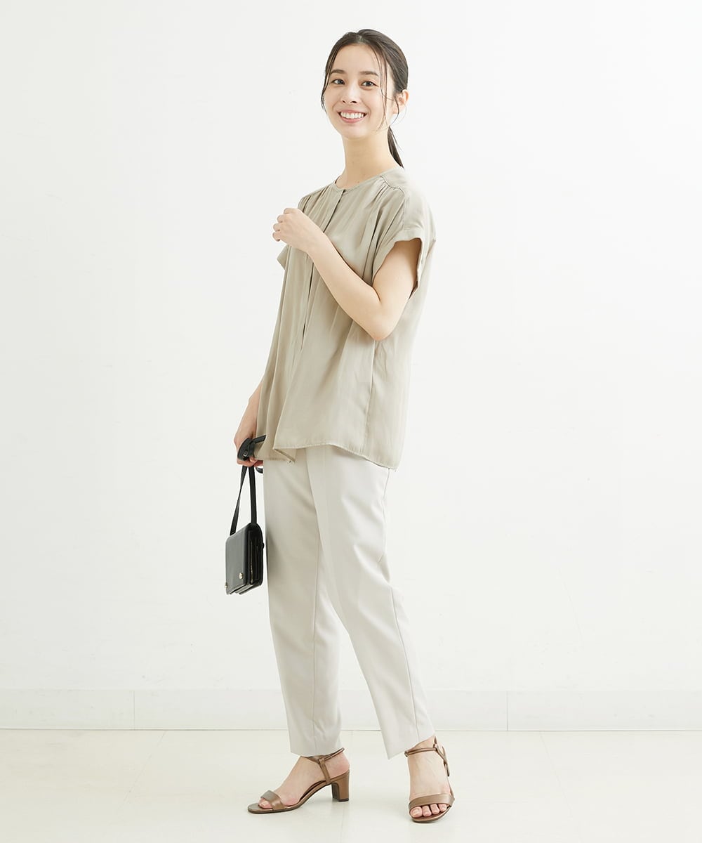 F1LHS60130 MK MICHEL KLEIN(小さいサイズ)(メゾン ドゥ サンク) 【小さいサイズ】Reflaxストレッチテーパードパンツ/洗える モカ
