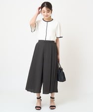 F1LHV64160 MK MICHEL KLEIN(小さいサイズ)(メゾン ドゥ サンク) 【小さいサイズ】サイドプリーツガウチョパンツ/洗える ベージュ