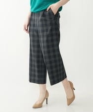 F1LIP16150 MK MICHEL KLEIN(小さいサイズ)(メゾン ドゥ サンク) 【小さいサイズ】ベーシックワイドパンツ（チェック）/Comfortシリーズ/洗える ネイビー