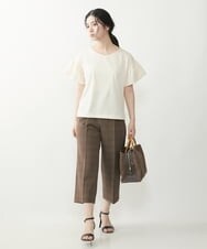 F1LIP16150 MK MICHEL KLEIN(小さいサイズ)(メゾン ドゥ サンク) 【小さいサイズ】ベーシックワイドパンツ（チェック）/Comfortシリーズ/洗える ネイビー