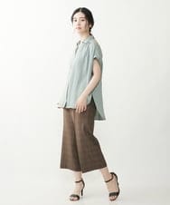 F1LIP16150 MK MICHEL KLEIN(小さいサイズ)(メゾン ドゥ サンク) 【小さいサイズ】ベーシックワイドパンツ（チェック）/Comfortシリーズ/洗える ネイビー