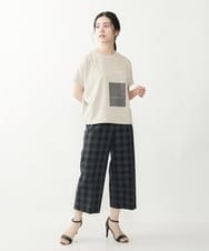 F1LIP16150 MK MICHEL KLEIN(小さいサイズ)(メゾン ドゥ サンク) 【小さいサイズ】ベーシックワイドパンツ（チェック）/Comfortシリーズ/洗える ネイビー