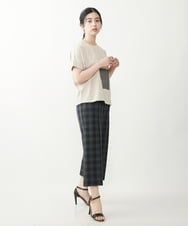 F1LIP16150 MK MICHEL KLEIN(小さいサイズ)(メゾン ドゥ サンク) 【小さいサイズ】ベーシックワイドパンツ（チェック）/Comfortシリーズ/洗える ネイビー