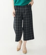 F1LIP16150 MK MICHEL KLEIN(小さいサイズ)(メゾン ドゥ サンク) 【小さいサイズ】ベーシックワイドパンツ（チェック）/Comfortシリーズ/洗える ネイビー