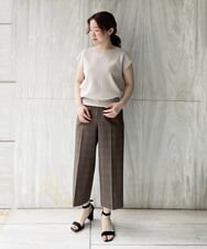 F1LIP16150 MK MICHEL KLEIN(小さいサイズ)(メゾン ドゥ サンク) 【小さいサイズ】ベーシックワイドパンツ（チェック）/Comfortシリーズ/洗える ネイビー