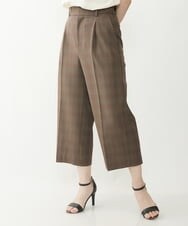 F1LIP16150 MK MICHEL KLEIN(小さいサイズ)(メゾン ドゥ サンク) 【小さいサイズ】ベーシックワイドパンツ（チェック）/Comfortシリーズ/洗える ネイビー