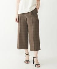 F1LIP16150 MK MICHEL KLEIN(小さいサイズ)(メゾン ドゥ サンク) 【小さいサイズ】ベーシックワイドパンツ（チェック）/Comfortシリーズ/洗える ブラウン