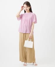 F1LIV10140 MK MICHEL KLEIN(小さいサイズ)(メゾン ドゥ サンク) 【小さいサイズ】リラクシーシルエットイージーワイドパンツ/洗える キャメル