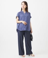 F1LIW10150 MK MICHEL KLEIN(小さいサイズ)(メゾン ドゥ サンク) 【小さいサイズ】デニムライク リラクシーシルエットイージーワイドパンツ/洗える ネイビー