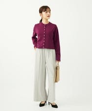 F1LJA75160 MK MICHEL KLEIN(小さいサイズ)(メゾン ドゥ サンク) 【小さいサイズ】センタープレス入りストレートワイドパンツ/UVカット/接触冷感/速乾/洗える ライトグレー