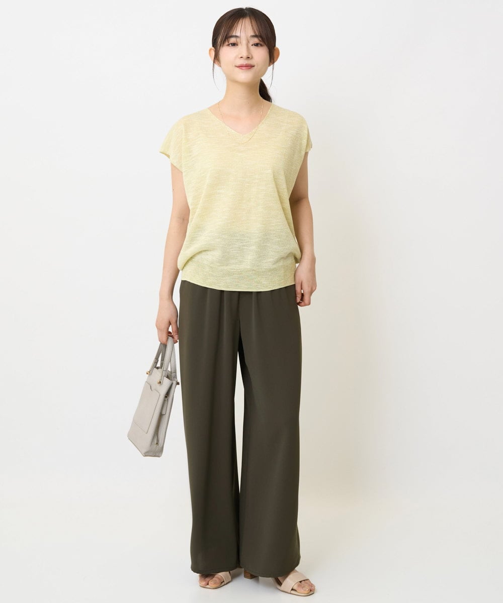 F1LJA76160 MK MICHEL KLEIN(小さいサイズ)(メゾン ドゥ サンク) 【小さいサイズ】リラクシーワイドパンツ/UVカット/接触冷感/洗濯機で洗える ベージュ