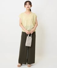 F1LJA76160 MK MICHEL KLEIN(小さいサイズ)(メゾン ドゥ サンク) 【小さいサイズ】リラクシーワイドパンツ/UVカット/接触冷感/洗濯機で洗える ベージュ