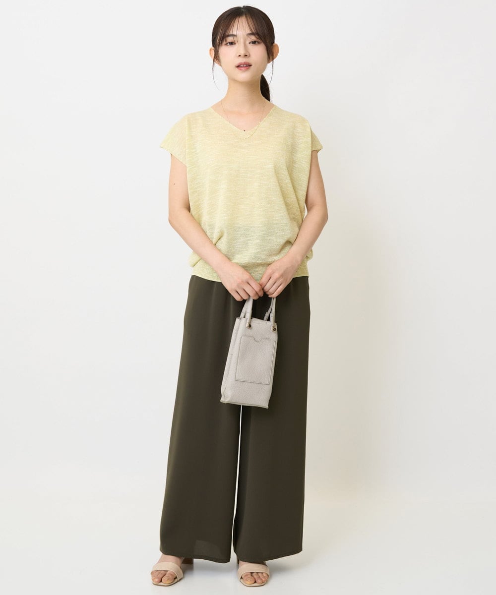 F1LJA76160 MK MICHEL KLEIN(小さいサイズ)(メゾン ドゥ サンク) 【小さいサイズ】リラクシーワイドパンツ/UVカット/接触冷感/洗濯機で洗える ベージュ