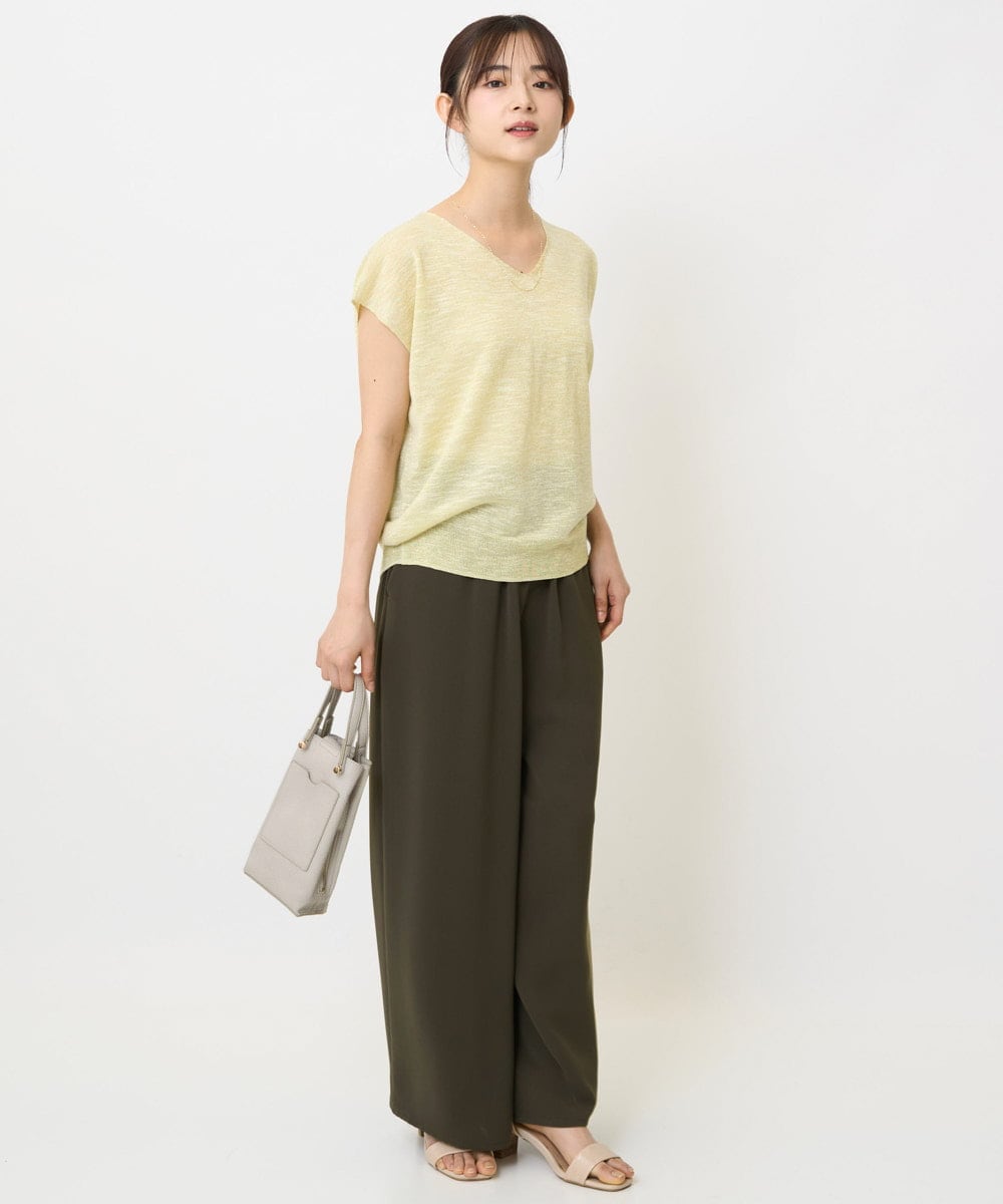F1LJA76160 MK MICHEL KLEIN(小さいサイズ)(メゾン ドゥ サンク) 【小さいサイズ】リラクシーワイドパンツ/UVカット/接触冷感/洗濯機で洗える ベージュ