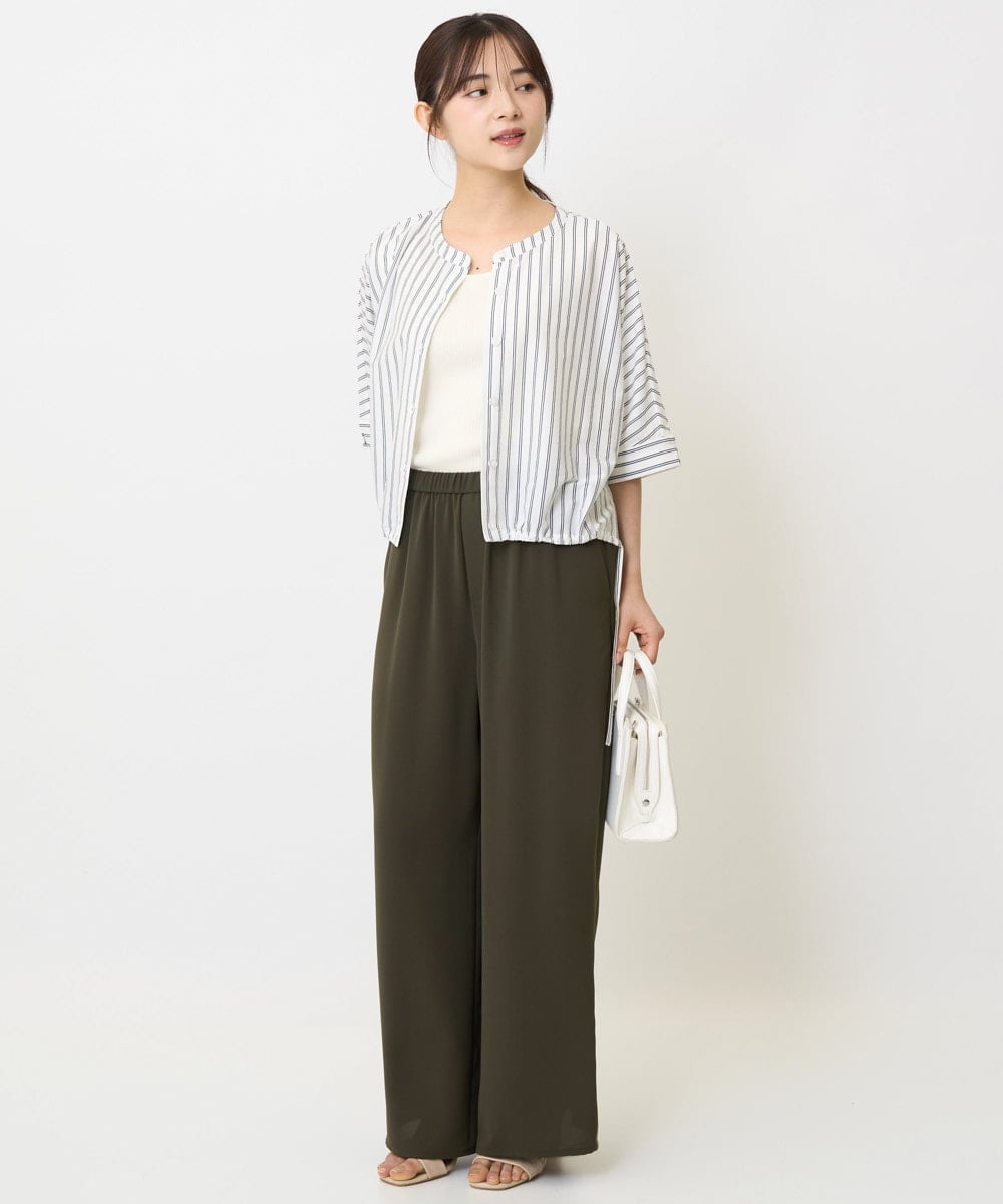 F1LJA76160 MK MICHEL KLEIN(小さいサイズ)(メゾン ドゥ サンク) 【小さいサイズ】リラクシーワイドパンツ/UVカット/接触冷感/洗濯機で洗える ベージュ