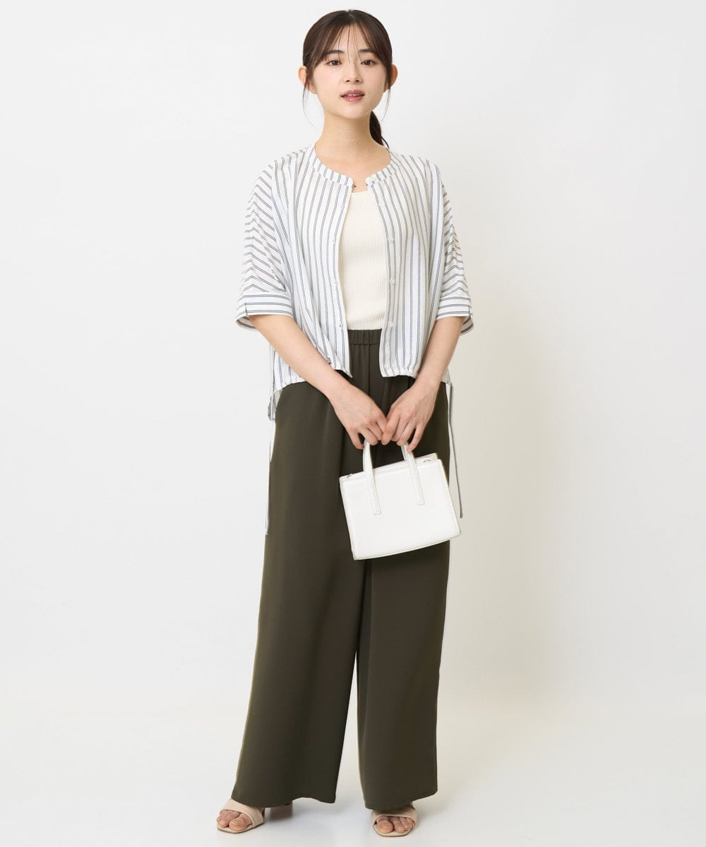 F1LJA76160 MK MICHEL KLEIN(小さいサイズ)(メゾン ドゥ サンク) 【小さいサイズ】リラクシーワイドパンツ/UVカット/接触冷感/洗濯機で洗える ベージュ