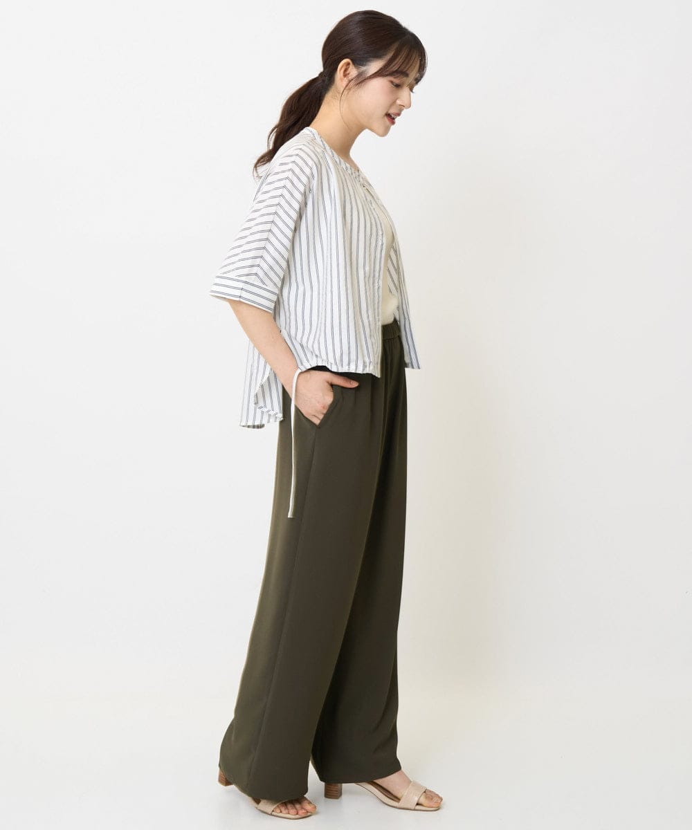 F1LJA76160 MK MICHEL KLEIN(小さいサイズ)(メゾン ドゥ サンク) 【小さいサイズ】リラクシーワイドパンツ/UVカット/接触冷感/洗濯機で洗える ベージュ