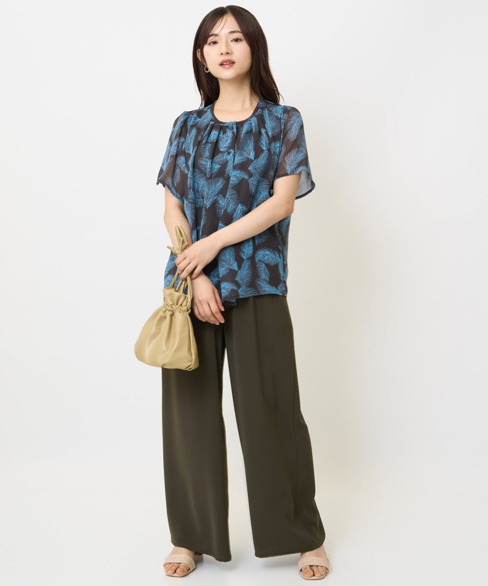 F1LJA76160 MK MICHEL KLEIN(小さいサイズ)(メゾン ドゥ サンク) 【小さいサイズ】リラクシーワイドパンツ/UVカット/接触冷感/洗濯機で洗える ベージュ