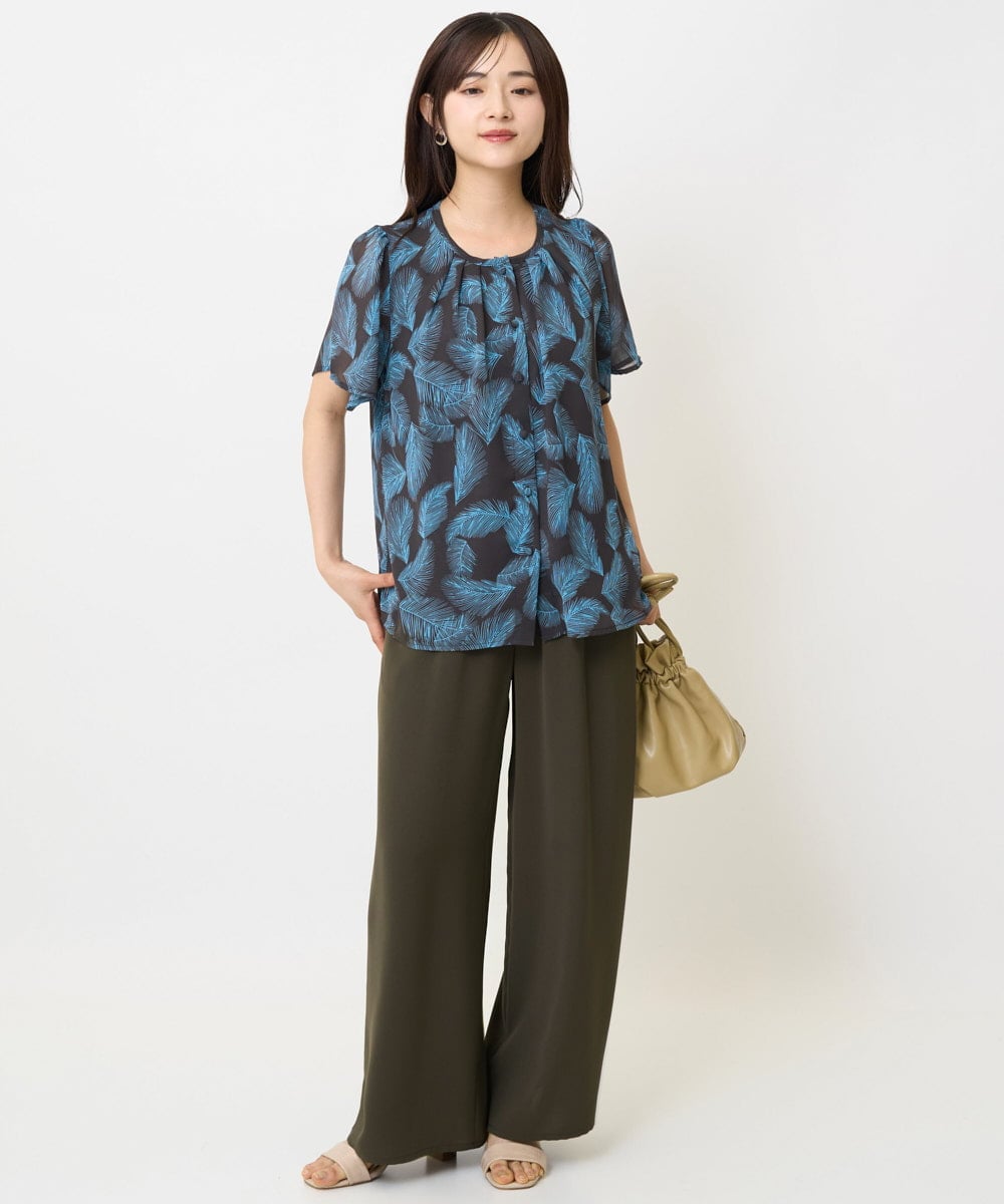 F1LJA76160 MK MICHEL KLEIN(小さいサイズ)(メゾン ドゥ サンク) 【小さいサイズ】リラクシーワイドパンツ/UVカット/接触冷感/洗濯機で洗える ベージュ