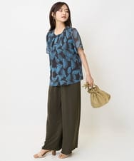 F1LJA76160 MK MICHEL KLEIN(小さいサイズ)(メゾン ドゥ サンク) 【小さいサイズ】リラクシーワイドパンツ/UVカット/接触冷感/洗濯機で洗える ベージュ