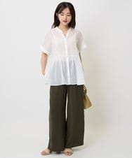 F1LJA76160 MK MICHEL KLEIN(小さいサイズ)(メゾン ドゥ サンク) 【小さいサイズ】リラクシーワイドパンツ/UVカット/接触冷感/洗濯機で洗える ベージュ