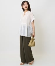 F1LJA76160 MK MICHEL KLEIN(小さいサイズ)(メゾン ドゥ サンク) 【小さいサイズ】リラクシーワイドパンツ/UVカット/接触冷感/洗濯機で洗える ベージュ