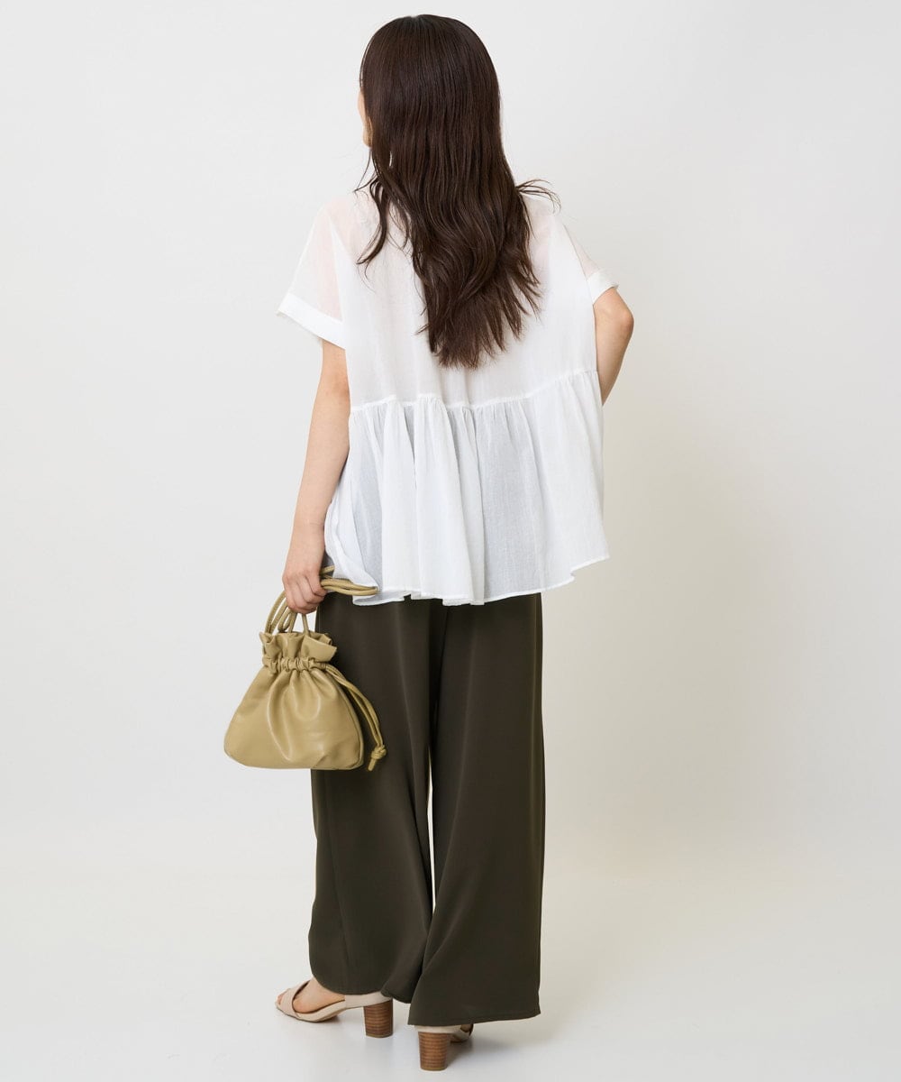 F1LJA76160 MK MICHEL KLEIN(小さいサイズ)(メゾン ドゥ サンク) 【小さいサイズ】リラクシーワイドパンツ/UVカット/接触冷感/洗濯機で洗える ベージュ