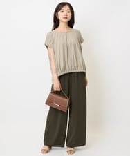 F1LJA76160 MK MICHEL KLEIN(小さいサイズ)(メゾン ドゥ サンク) 【小さいサイズ】リラクシーワイドパンツ/UVカット/接触冷感/洗濯機で洗える ベージュ