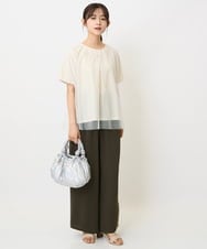 F1LJA76160 MK MICHEL KLEIN(小さいサイズ)(メゾン ドゥ サンク) 【小さいサイズ】リラクシーワイドパンツ/UVカット/接触冷感/洗濯機で洗える ベージュ