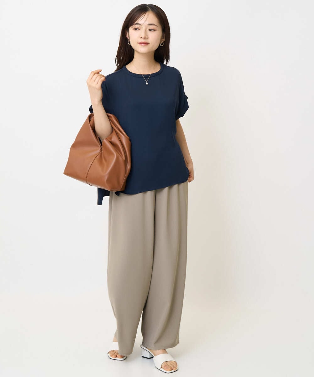 F1LJA76160 MK MICHEL KLEIN(小さいサイズ)(メゾン ドゥ サンク) 【小さいサイズ】リラクシーワイドパンツ/UVカット/接触冷感/洗濯機で洗える ベージュ