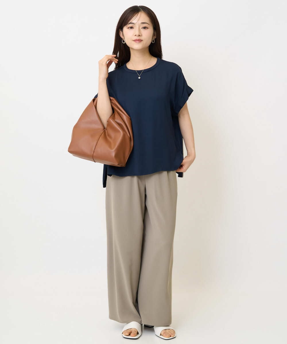 F1LJA76160 MK MICHEL KLEIN(小さいサイズ)(メゾン ドゥ サンク) 【小さいサイズ】リラクシーワイドパンツ/UVカット/接触冷感/洗濯機で洗える ベージュ