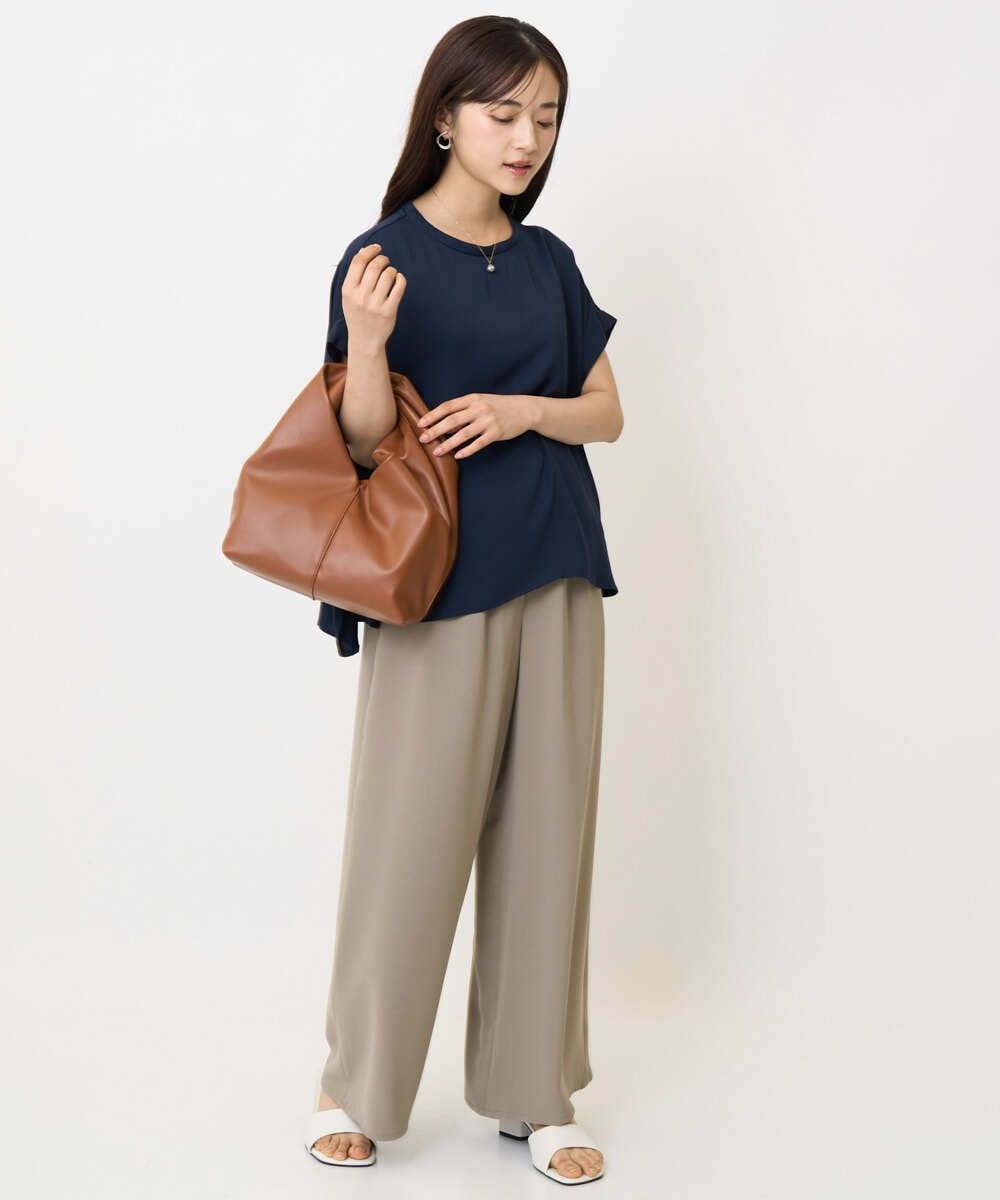 F1LJA76160 MK MICHEL KLEIN(小さいサイズ)(メゾン ドゥ サンク) 【小さいサイズ】リラクシーワイドパンツ/UVカット/接触冷感/洗濯機で洗える ベージュ