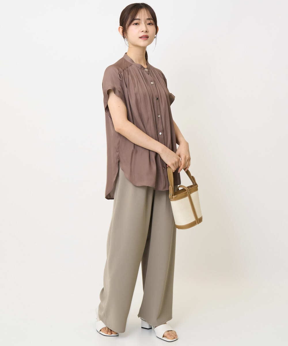 F1LJA76160 MK MICHEL KLEIN(小さいサイズ)(メゾン ドゥ サンク) 【小さいサイズ】リラクシーワイドパンツ/UVカット/接触冷感/洗濯機で洗える ベージュ