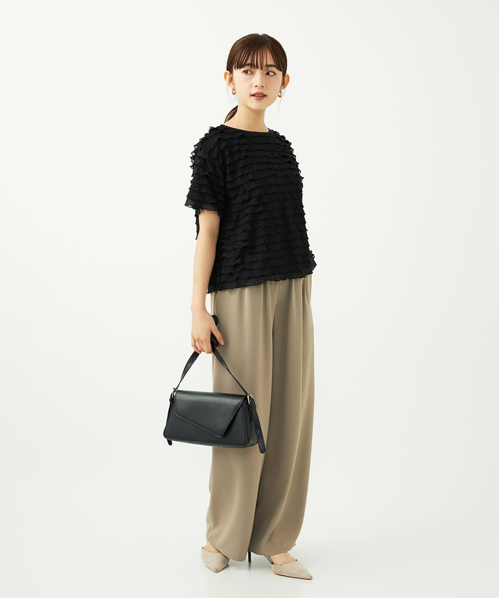 F1LJA76160 MK MICHEL KLEIN(小さいサイズ)(メゾン ドゥ サンク) 【小さいサイズ】リラクシーワイドパンツ/UVカット/接触冷感/洗濯機で洗える ベージュ