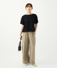 F1LJA76160 MK MICHEL KLEIN(小さいサイズ)(メゾン ドゥ サンク) 【小さいサイズ】リラクシーワイドパンツ/UVカット/接触冷感/洗濯機で洗える ベージュ