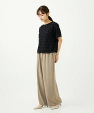 F1LJA76160 MK MICHEL KLEIN(小さいサイズ)(メゾン ドゥ サンク) 【小さいサイズ】リラクシーワイドパンツ/UVカット/接触冷感/洗濯機で洗える ベージュ