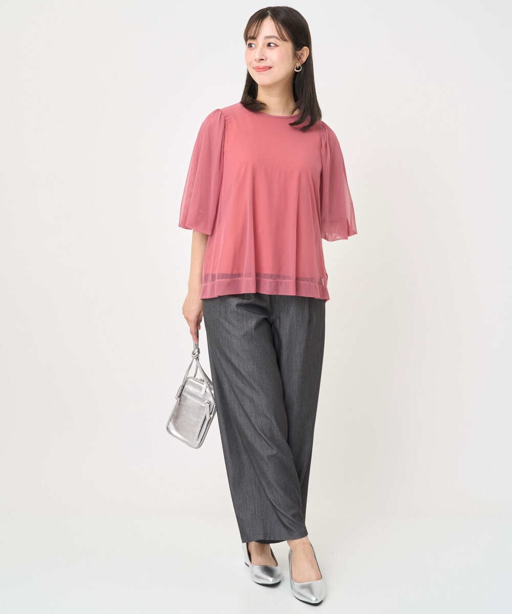 F1LJA80150 MK MICHEL KLEIN(小さいサイズ)(メゾン ドゥ サンク) 【小さいサイズ】ソフトデニムライクバレルパンツ/洗濯機で洗える ネイビー